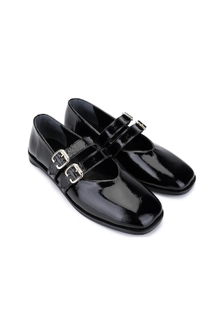 Tamer Tanca Kadın Hakiki Deri Siyah Rugan Babet Ayakkabı 899 12625 Bn Ayk Sk25-26 Sıyah Krsk Rgn Siyah Kırışık Rugan