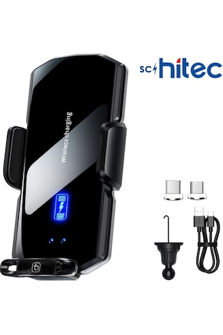 Schitec 66w Sensörlü Araç İçi Kablosuz Hızlı Şarj Aleti Ve Telefon Tutucu Sd11