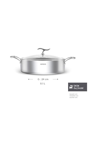 Karaca Plasma Steel 316+ 3Ply Yanmaz Yapışmaz Çelik Tencere 24 cm
