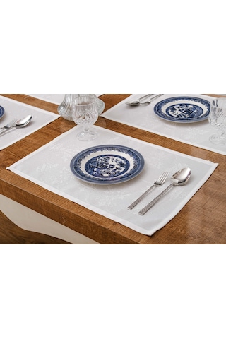 Finezza Ayda Jakar Polyester Kumaş Krem Amerikan Servis 33,5x46 cm Gri 4 Ad-1387 Krem