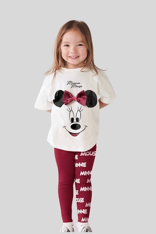 Turuncu Gardrop 2-8 Yaş Karakter Baskı Taytlı Kız Çocuk Takım Bordo Bordo