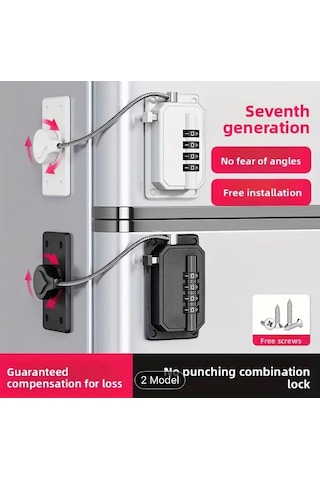 Bye Şifreli Yapışkanlı Çelik Halatlı Pvc Pencere Beyaz Çocuk Emniyet Kilidi 1 ADET