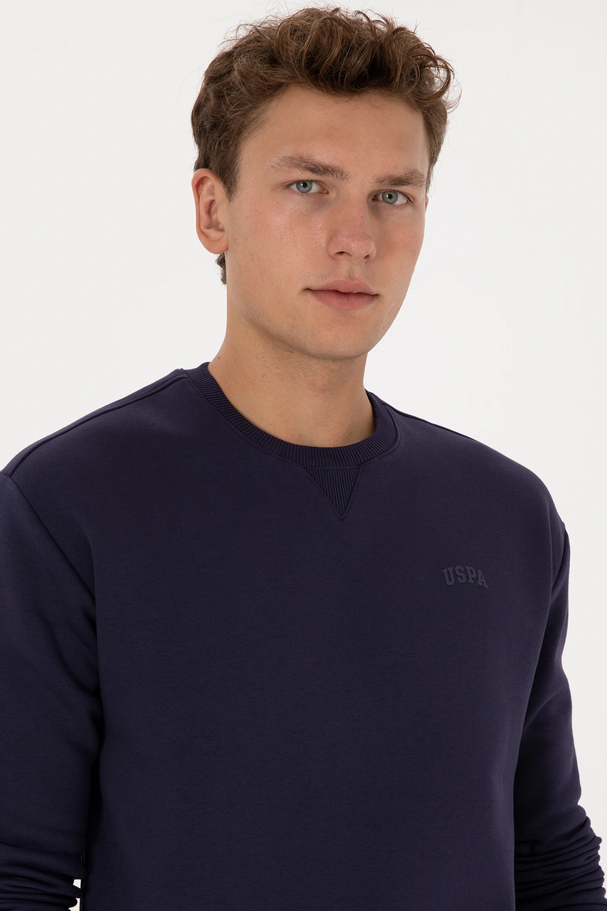 U.S. Polo Assn. Erkek Comfort Fit Bisiklet Yaka Şardonlu Mürdüm Basic Sweatshirt 50313757-VR074