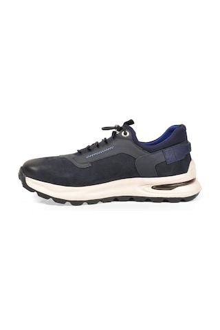 Komcero Kauçuk Tabanlı Bağcıklı Sneaker Lacivert Hakiki Deri Erkek Casual Ayakkabı Hz0730-f0056