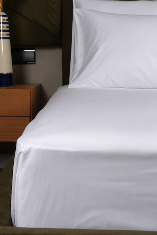 San Marino Serisi %100 Pamuk Saten King Size Otel Çarşafı 280 280cm Beyaz