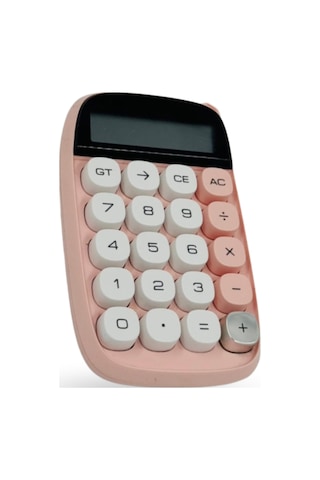 Büro Ev Ofis Hediyesi İçin Pembe Stil Hesap Makinesi Bej