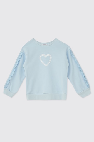 Panço Kız Çocuk Bisiklet Yakalı Mavi Sweatshirt