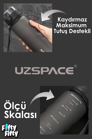 Uzspace 500 Ml Kaydırmaz Maksimum Tutuş Destekli Tritan Su Matarası -ffuz1215 Turkuaz