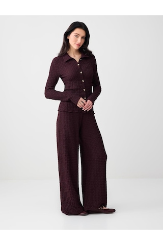 Jimmy Key Bordo Bol Kesim Dokulu Örme Pantolon 6sw185731562