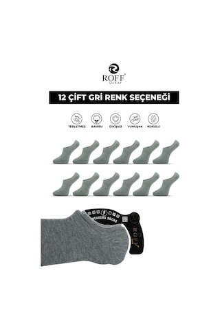 12 Çift Erkek Sneakers Spor Çorap Wolk Gri