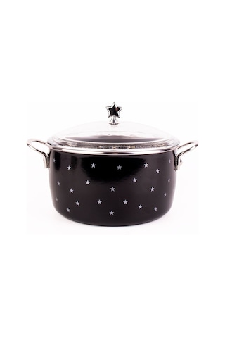 Star Emaye Yıldız Desenli Fritöz/kızartma Tenceresi 24cm-4litre Siyah