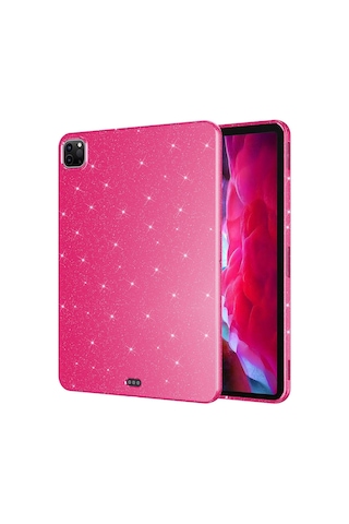 Apple Uyumlu iPad, Pro 11 2020 2.nesil Simli Parlak Görünümlü Zore Tablet Koton Kılıf-pembe Koyu Tablet Kılıfı