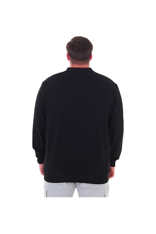 Erkek Büyük Beden 115-155 Kilo Arası İçin Uygun Uzun Kol Polo Yaka Mevsimlik Sweatshirt Siyah