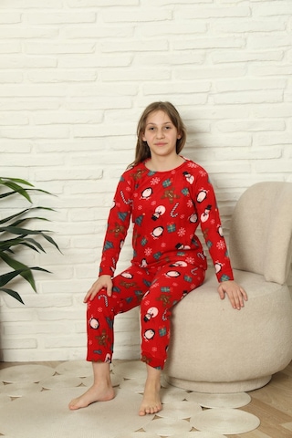 Sleeproom Çocuk Kışlık Kaliteli Polar Pijama Takımı Kırmızı