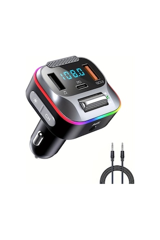 Honeybeeshop Standart Araba Kablosuz Verici 30w Pd Qc3 0 18w Guc Bas Ses Hi Fi Aux Usb Led 7 Renk