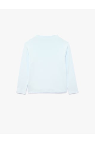 Koton Dik Yaka Modal Karışımlı Uzun Kollu Slim Fit Tişört Mavi 7wkg10187ak