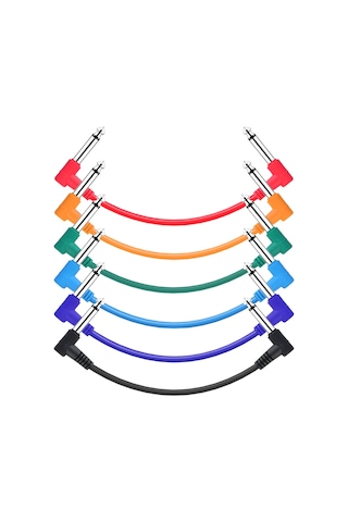 Geeksen Gitar Efekt Pedal Kabloları Enstrüman Yama Kablosu 15cm 1/4 İnç Dik Açı Ts Fiş Pvc Kılıf, 6 Adet/pak Çok Renkli