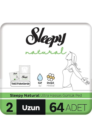 Sleepy Natural Ultra Hassas Günlük Ped Uzun 64 Adet