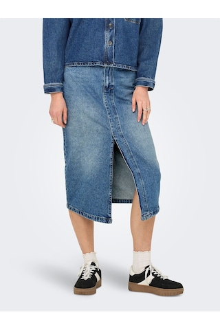Only Onlenya Front Slıt Mıd Skırt Mb Dnm Kadın Medium Blue Denim Etek - 15326839