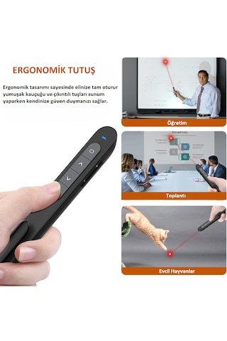 Kablosuz Lazerli Sunum Kumandası Çok Fonksiyonlu Lazer Pointer