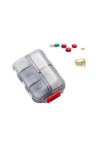 Maiyame Taşınabilir 10 Bölmeli İlaç Kutusu - Reçeteli İlaçlar, Vitaminler İçin Gezi Ve Günlük Kullanıma Uygun Gri Renkli Kutu Gri
