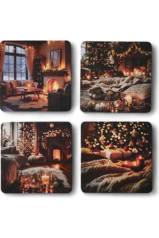 Cozy Home Bardak Altlığı Set 4 Çok Renkli