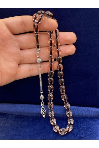 Şeffaf Ateş Kehribar Taşlı Tespih