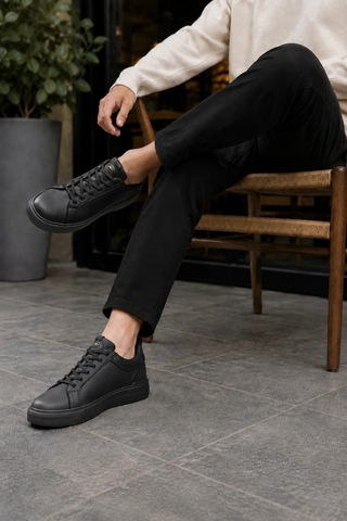 Ht Hotin Lynx Erkek Günlük Sneaker Bağcıklı Rahat Tabanlı Şık Casual Spor Ayakkabı - Siyah