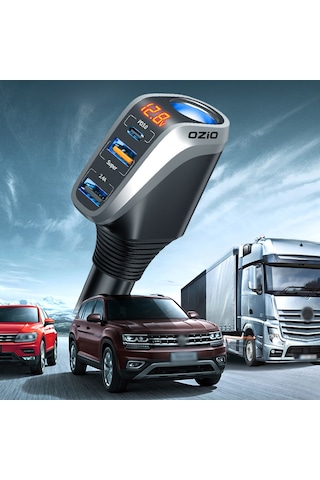 Neevoyu Ozio Dy34tc Gümüş Araç Şarj Cihazı, 12-24v, Usb/type-c Pd3.0 Hızlı Şarj, 3 Çıkışlı Fiyat Çevirici