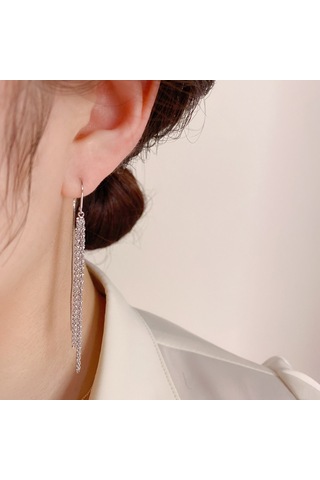 Wezone 2022 Yazın Yeni Stili Zırhlı Uzun Pırlanta Tassel Küpe Kadın İçin Zeki Ve İnce Görünüm Sağlar Gerçek Altın Kaplama - Altın Gold