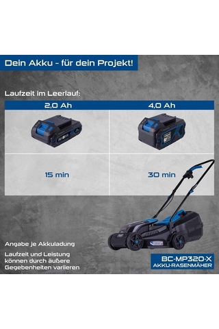 Akülü Çim Biçme Makinesi Bc-mp320-x 20v Fırçasız Akülü Çim Biçme Makinesi 32 Cm Kesme Genişliği 250 300 M2 İçin 20 60 Mm Kesme Yüksekliği Ayarı 30 L Sepet 20 V-ıxes Serisi 4