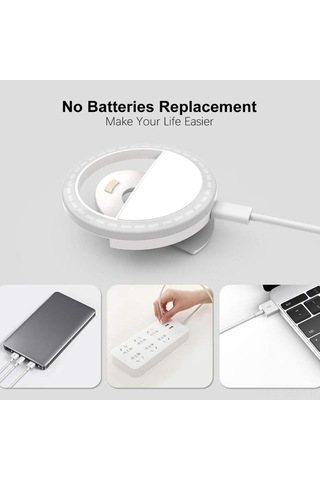 Singree "usb Şarjlı 3 Seviyeli Led Selfie Halka Işığı - Telefon & Kamera İçin Taşınabilir Aydınlatma" 112 Karakter Beyaz