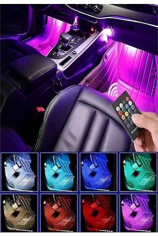 Araç İçi Ayak Altı Müziğe Ve Sese Duyarlı 12 Ledli Rgb Renkli Kumandalı Led