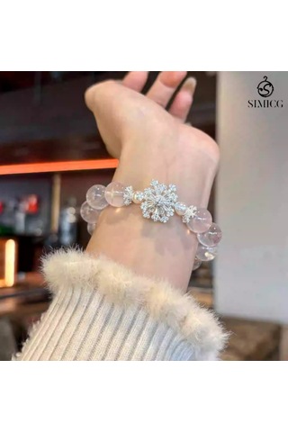 Doğal Pembe Kristal Kadın Üst Düzey Dönen Kar Tanesi Kristal Bileziği Pembe