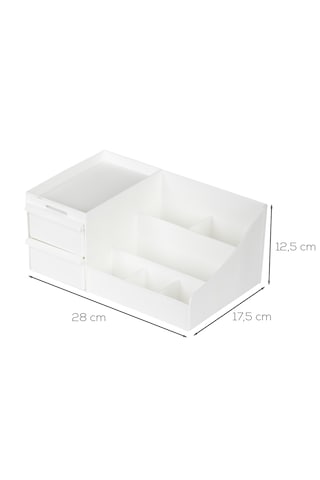 Porsima 5303 Çok Amaçlı Organizer 2 Çekmeceli Kozmetik Parfüm Krem Takı Makyaj Düzenleyici Beyaz