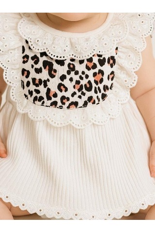 Zekids Kız Bebek Leopar Desenli Bandanalı Bodyli Elbise-15923 Çok Renkli