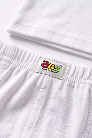 Öts Çocuk 3'lü Pamuklu T-shirt Boxer Takım Günlük Konforlu 7452-3 Beyaz-Beyaz