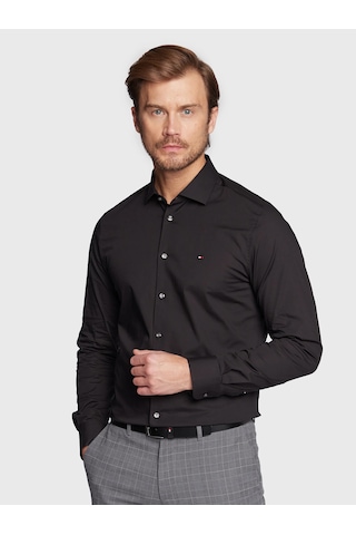 Tommy Hilfiger Erkek Regular Fit Pamuklu Gömlek Siyah