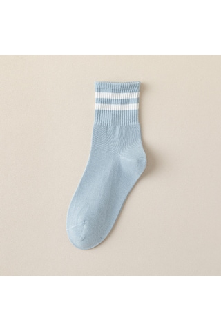 Gajeena Kadınlar İçin Yüksek Kaliteli Pamuklu Orta Boy Çorap, Isı Sağlar, Rahat Ve Dayanıklı, Mavi-beyaz Çubuklu, Günlük Kullanıma Uygun Açık Mavi Beyaz Şeritli