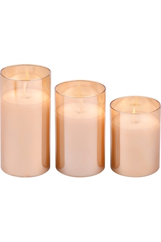 Yaozixa 3 Adet Gerçekçi Led Mum Seti - Uzaktan Kumandalı, Titreşimli Alev Efekti Ve Zamanlayıcılı Dekoratif Aydınlatma Amber