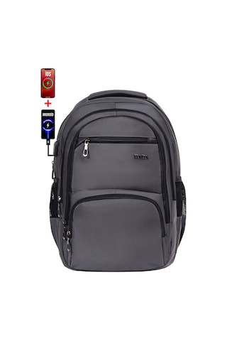 Dada 04 Gri Laptop Sırt Çantası 14-15,6 İnç Usb Aparat Ortopedik Sırt Darbe Emici Koruma