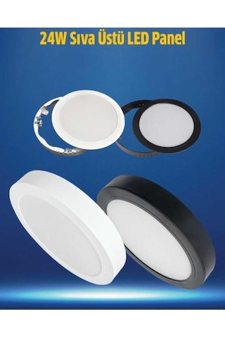 Atlantis 24w Sıva Üstü Panel Led Beyaz Yuvarlak Çap 23 Cm Soğutuculu 1920 Lm 220v Siyah Beyaz - Siyah