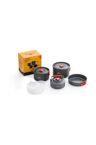 Kamp Tencere Tava Çaydanlık Seti 4-7 Kişi 18 Parça Antrasit