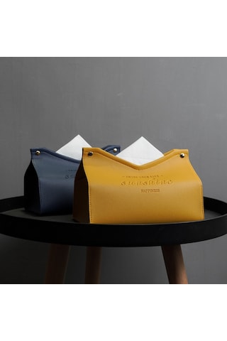 Kosona Ev Otel Mutfak Deri Mendil Kutusu - Modern Minimalist Tasarım, V-şekilli Erişim, Organize Saklama Gri