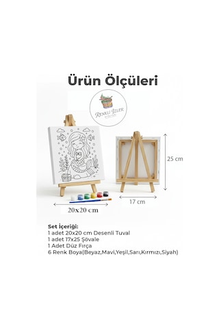 Çocuk Tuval Boyama Seti Deniz Kızı Şövale Dahil