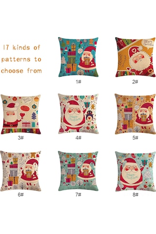 Qingmipy Noel Santa Desenli Kanvas Yastık Kılıfı - Ev Dekorasyonu Için Konforlu, Nefes Alıcı Keten Malzeme - Yastık İçini Dahil Etmez Model 9 Diğer