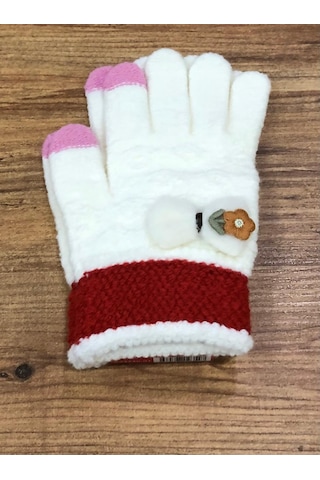 Kitti 9-15 Yaş Kız Çocuk Örme Eldiven K24240-01 Ekru