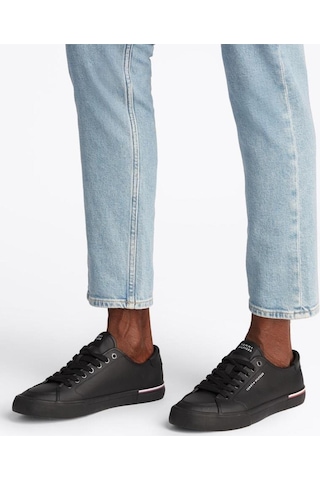 Tommy Hilfiger Erkek Core Corporate Vulc Leather Sneaker-6107 Siyah