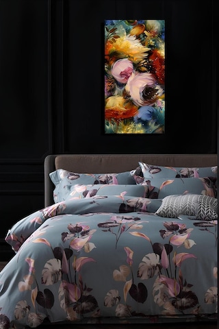 Çarşafı Lastikli Çift Taraflı Çift Kişilik Nevresim Takımı Elit Açık Pudra