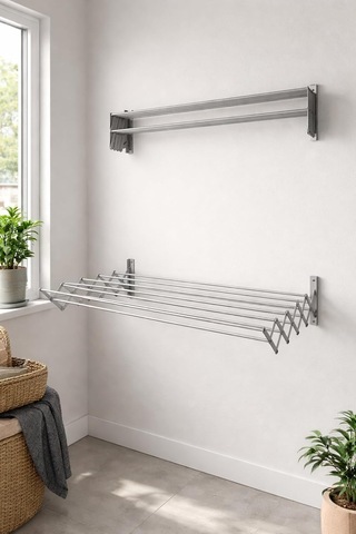 100cm X 9 Gözlü Akordiyon Tipi Çamaşır Kurutma Askısı Alüminyum Çok Renkli